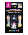 Цифра-подсвечник "2" светодиодная, в наборе 4 свечи по 6 см, 1 батарейка