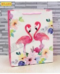 Пакет подарочный с матовой ламинацией  Два фламинго 