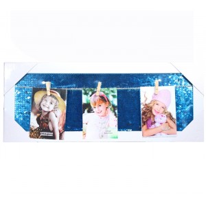 Фоторамка с прищепками, 20 х 50 см, пайетки, картонная коробка