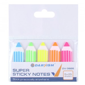 Набор самоклеящих этикеток-закладок (5*25) "Darvish" пластиковые ассорти в форме карандаша