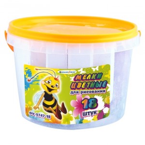 Мелки цветные, 9 цветов, 18 штук, в ведерке