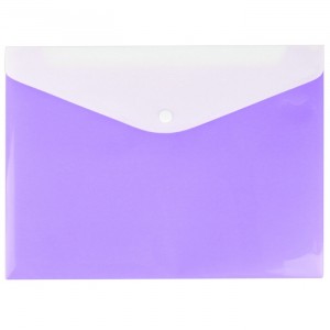 Папка-конверт на кнопке "Ice" фиолетовая, А4, с дополнительным карманом