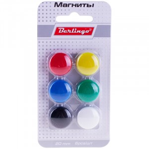 Набор магнитов для магнитно-маркерных досок, 2 см, 6 шт
