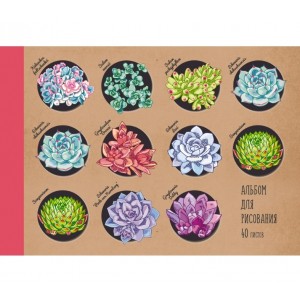 Альбомы для рисования "Коллекция цветов", 40 листов, склейка