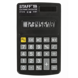 Калькулятор карманный "Staff STF-818", 8 разрядов, двойное питание, 102х62 мм
