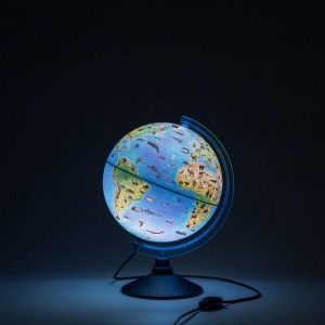 Глобус зоогеографический, с подсветкой от сети. Диаметр 25 см (Ке012500270)