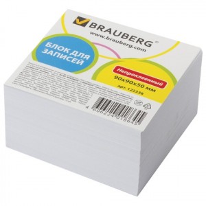 Блок для записей, непроклеенный "Brauberg", 9x9x5 см, белый, белизна 95-98%