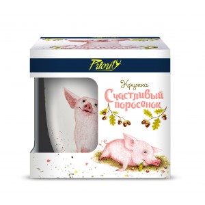 Кружка PrioritY "Наглая рыжая морда. Счастливый поросенок", 380 мл