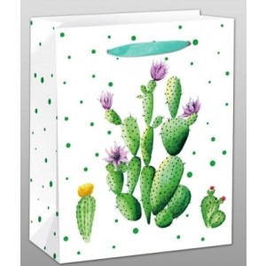Пакет подарочный "Кактус с цветочками", 31x42x12 см ППД-9677