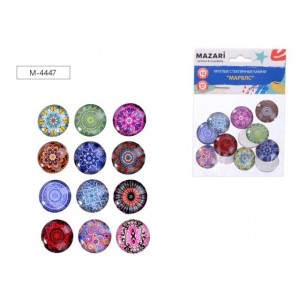 Стеклянные камни МАРБЛС, 12 штук, самоклеящиеся, диаметр 20 мм (арт. M-4447 )