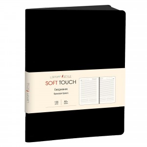 Ежедневник недатированный "Soft Touch. Черный", А6+, 136 листов