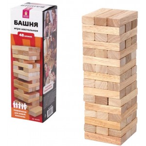 Игра настольная "Башня", 48 деревянных блоков