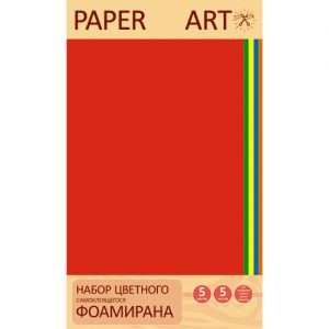 Раper Art. Цветной самоклеящийся фоамиран "Яркие аппликации", 5 листов, 5 цветов