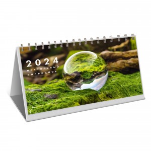 Green. 1*Календари на 2024 г., настольные перекидные "Домики", евроспираль_средние 210x120 мм