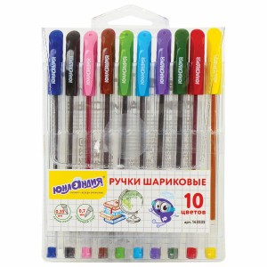 Ручки шариковые масляные "Классная", 10 цветов, узел 0,7 мм, линия письма 0,35 мм