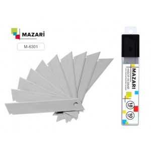 Лезвия для ножей " Mazari " 18мм 10шт в пластиковом пенале