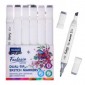 Маркеры для скетчинга двусторонние Mazari Fantasia White, 6 цветов, Cool Grey (оттенки серого), пишущие узлы 2.5-6.2 мм