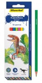 Карандаши цветные "Динозавры", 18 цетов, шестигранные